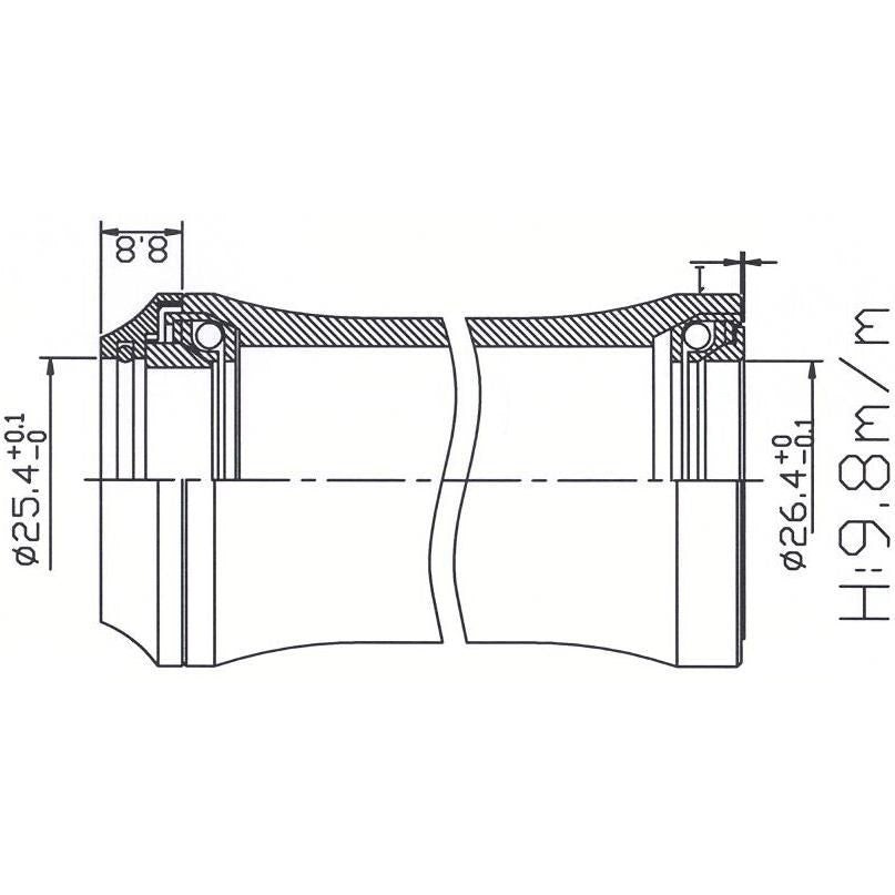 Balhoofdstel1 inch geinteg. 45x45 26.4 cartg.zwart