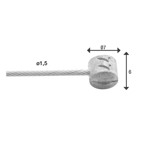 Rem binnenkabel 2000mm T-nippel RVS (10st)