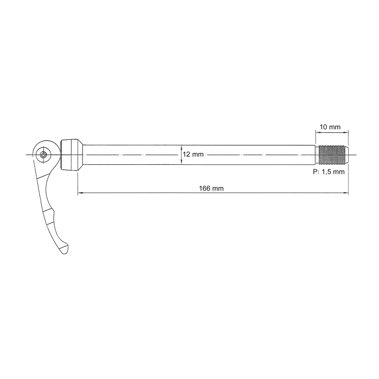 Qr269r steekas ø12mm 166mm met quick release