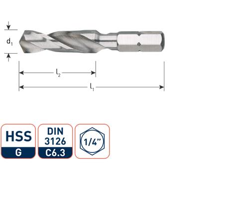 Rotec spiraalboor hss 4.0mm 1 4 bit opname