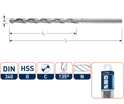 Rotec spiraalboor din340n.4.3mm lang