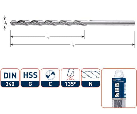 Rotec spiraalboor din340n.4.0mm lang