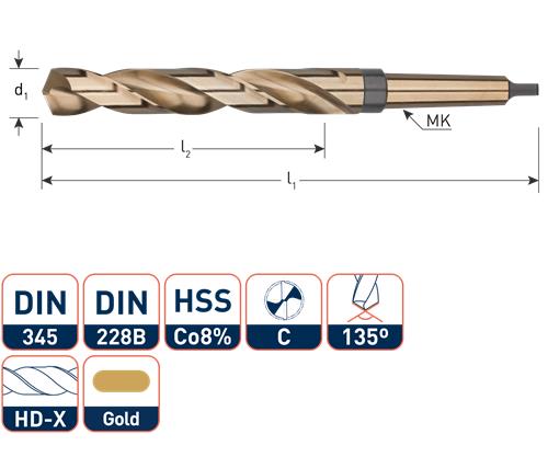Rotec mc boor din345 20.0mm cobalt