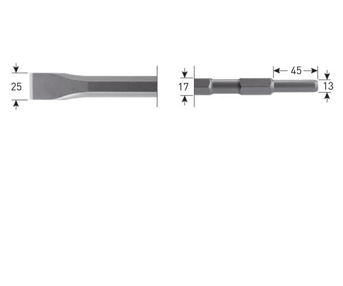Rotec platte-beitel 25x450mm 6k-17mm