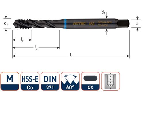 Rotec machinetap din371 m6 rvs blind