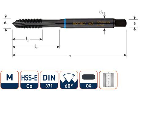 Rotec machinetap din371 m10 rvs