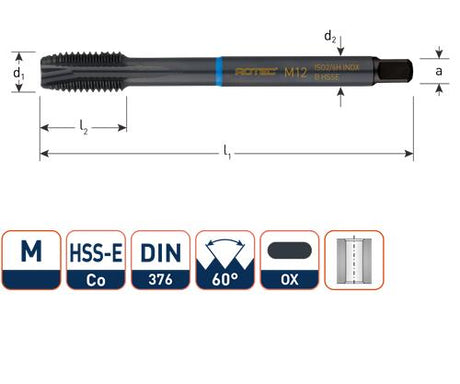 Rotec machinetap din376 m10 rvs ds