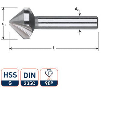 Rotec verzinkfrees 90gr. 3-snijder 6.3mm