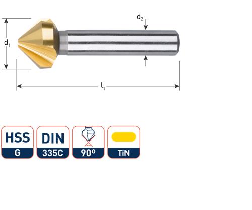 Rotec verzinkfrees 60gr. 3-snijder 20.0mm