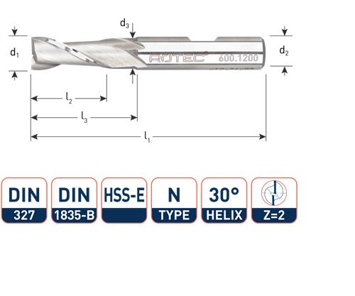 Rotec spiebaanfrees kort din327 18.0mm weldon