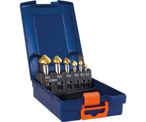 Rotec verzinkfreesset 3-snijder 6.3 25.0 tin gecoat