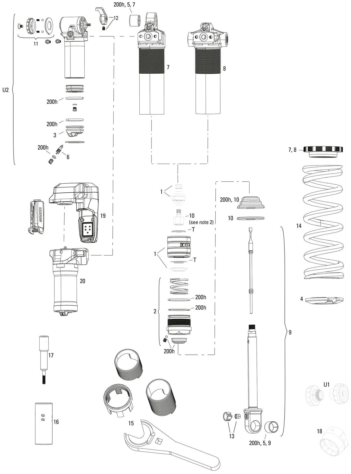 Rockshox schokdemper vivid coil ultimate rc2t rear shock rs vivid coil ult.rc2t 205x65mm