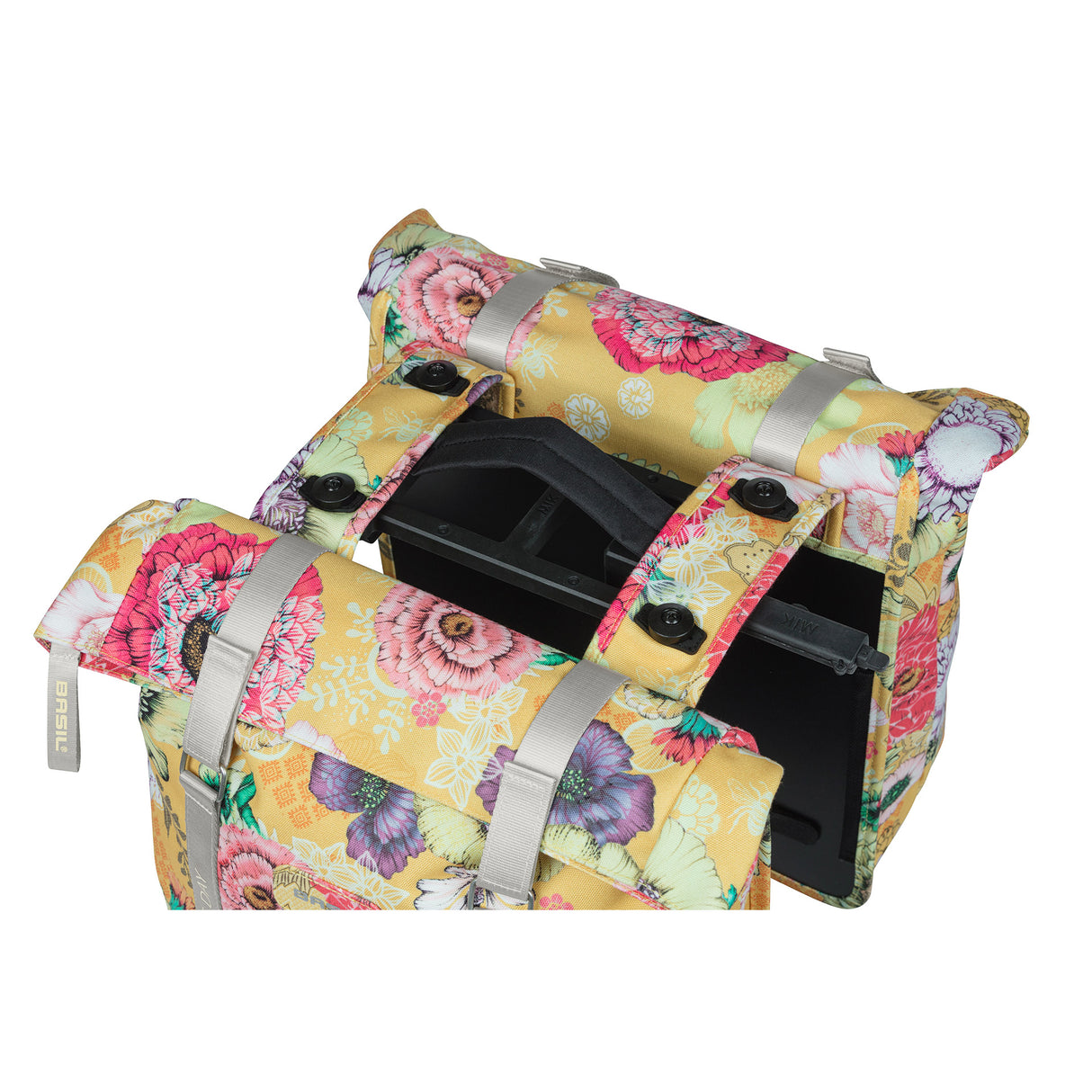 Basil Bloom Field dubbele fietstas, waterdicht, honey yellow, 35L