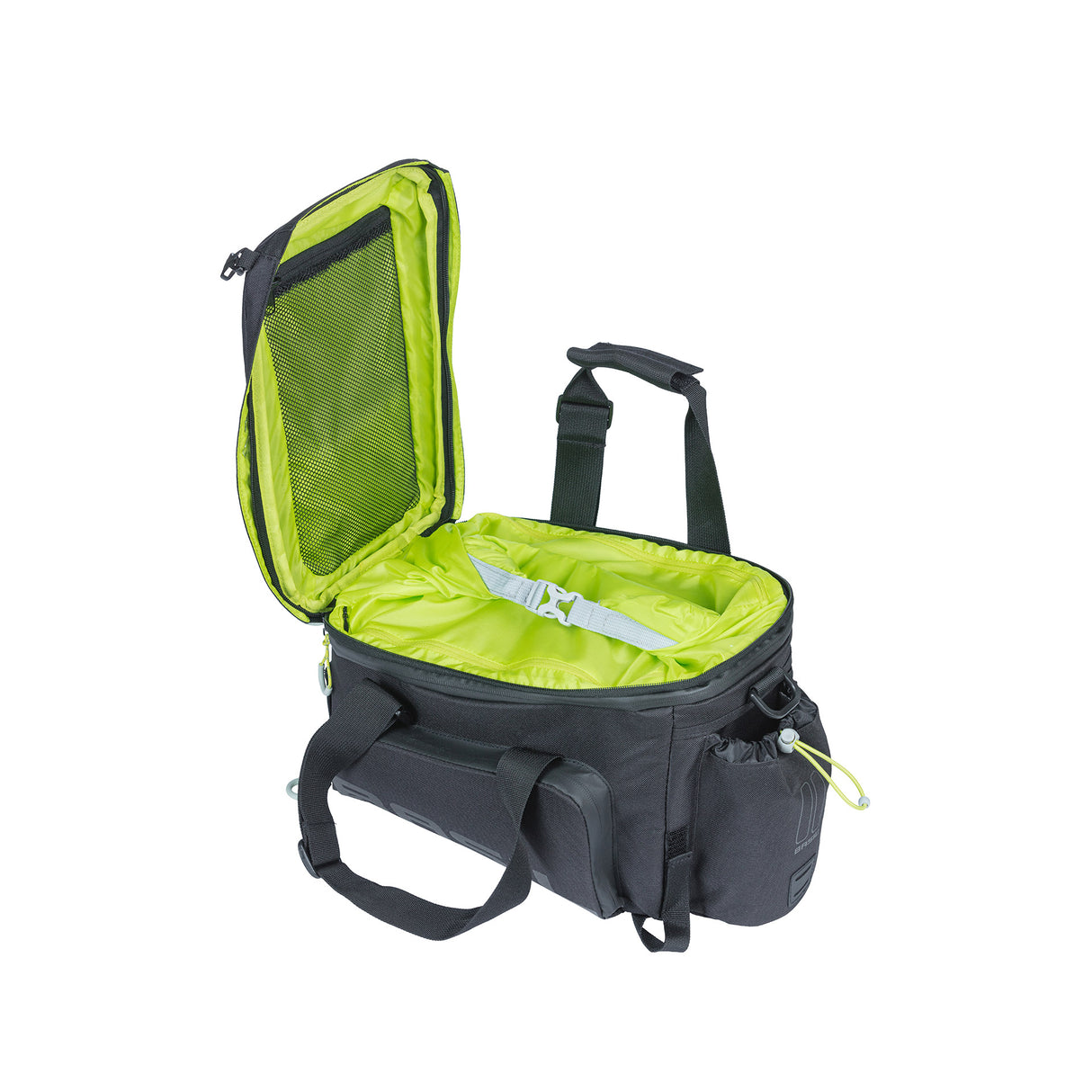 Basil Miles XL bagagedragertas waterdicht sportief zwart lime 9-36L MIK RT adapterplaten