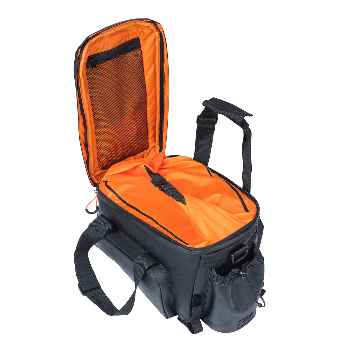 Basil Miles XL bagagedragertas, zwart oranje, waterdicht, 9-36L, geschikt voor elektrische fietsen