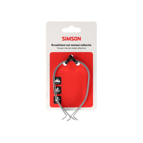 Simson broekklemmen rvs metaal met reflectie