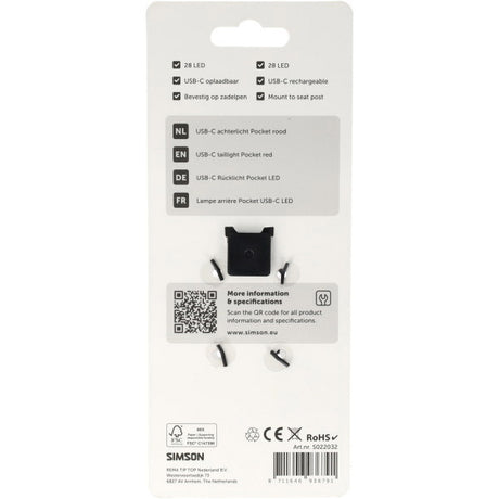 Simson usb-c led lamp pocket rood