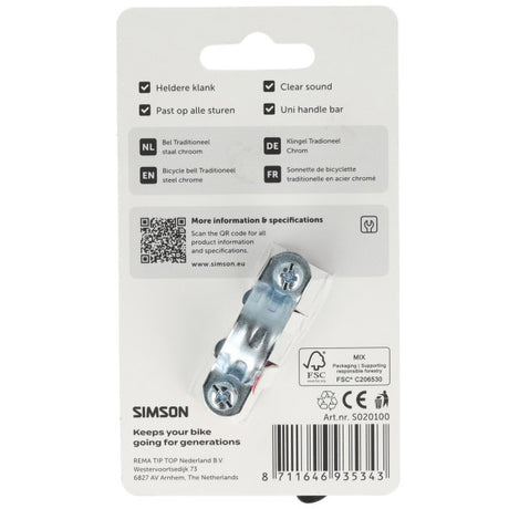 Simson bel traditioneel chroom staal