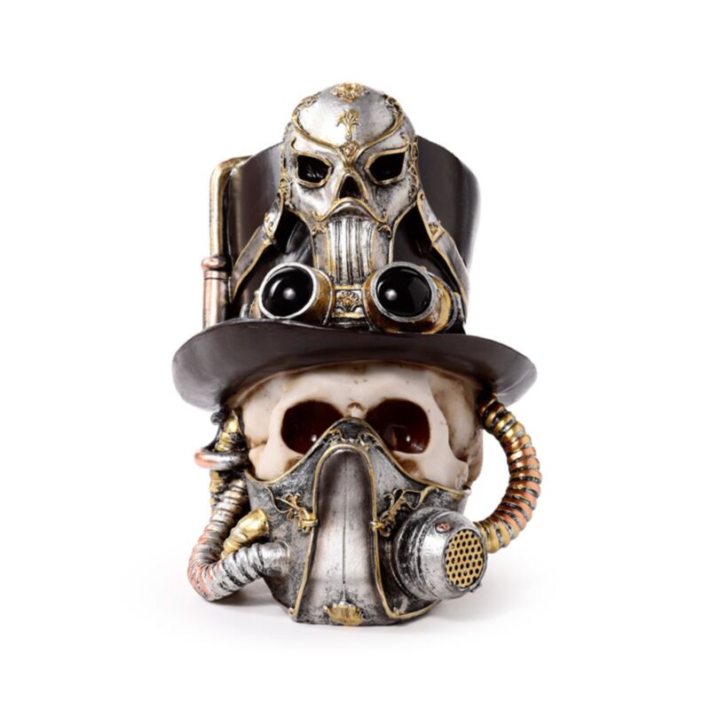 Steampunk schedel met gasmasker hoge hoed