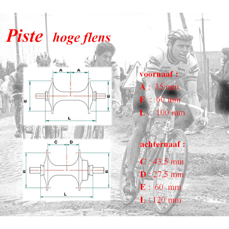 Miche naafset pista v+a 32g met hoge-flens zwart