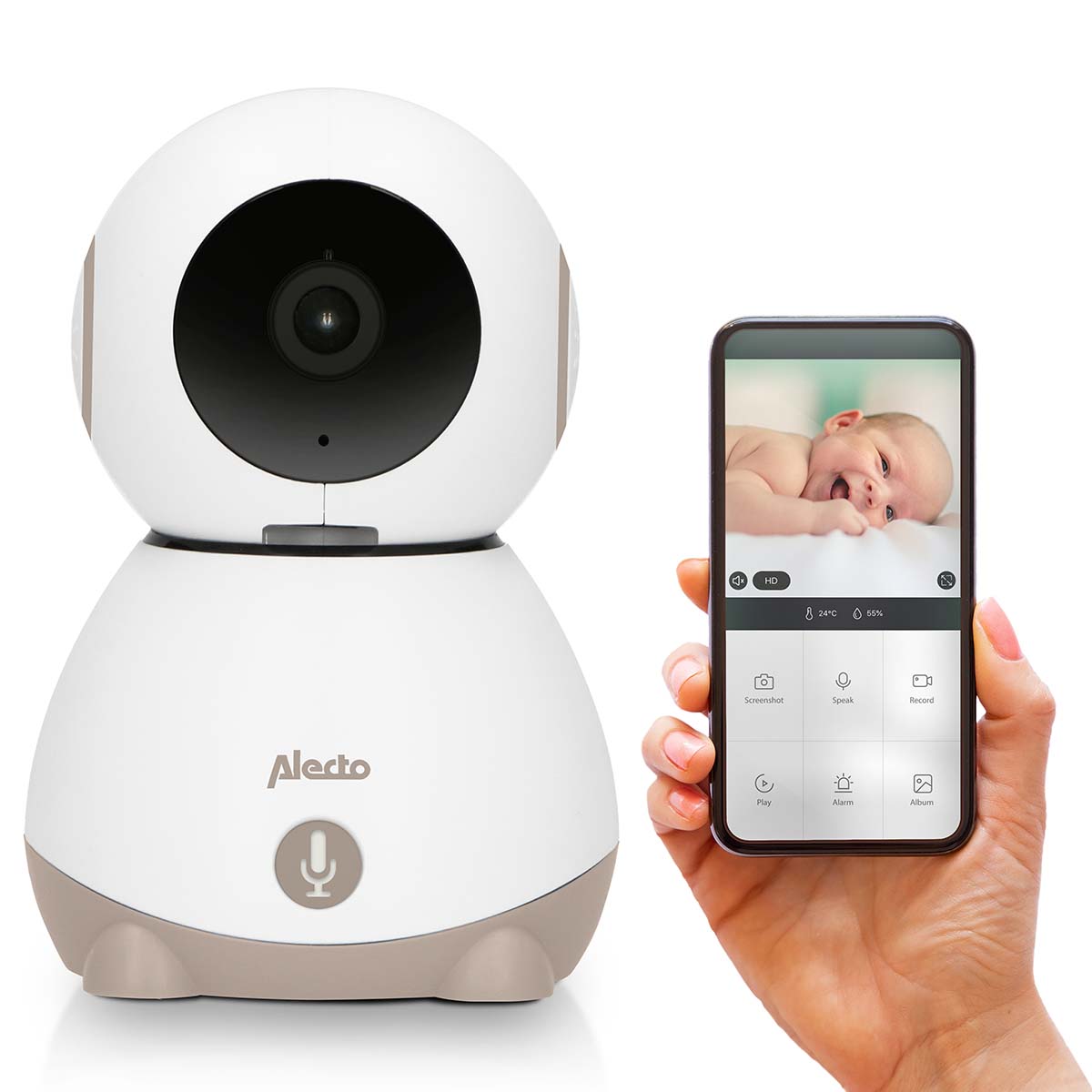 Alecto wi-fi-babyfoon met camera wit taupe - smartbaby10be