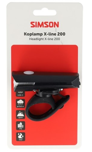 Simson koplamp aurora x-line 200 - usb-c oplaadbaar