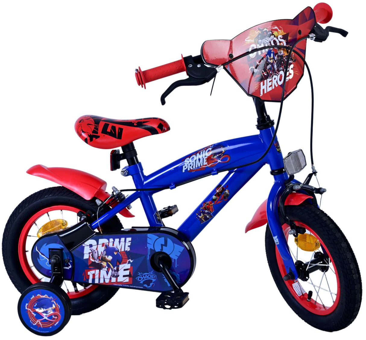 Sonic Prime Prime Kinderfiets Jongens 12 inch Blauw Rood Twee handremmen