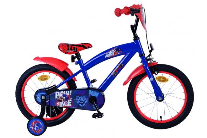 Sonic prime kinderfiets - jongens - 16 inch - blauw rood