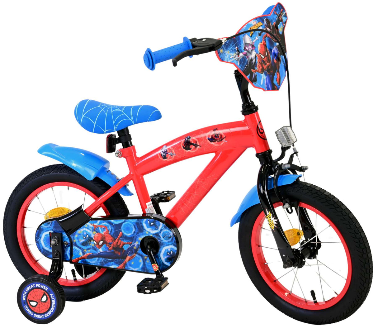 Spiderman marvel spider-man kinderfiets - jongens - 14 inch - rood blauw