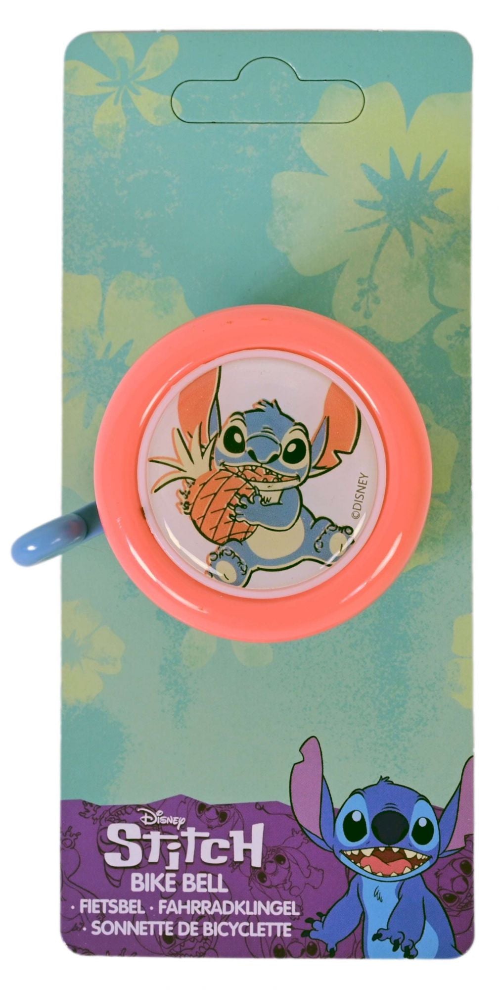 Stitch disney fietsbel - roze koraal blauw