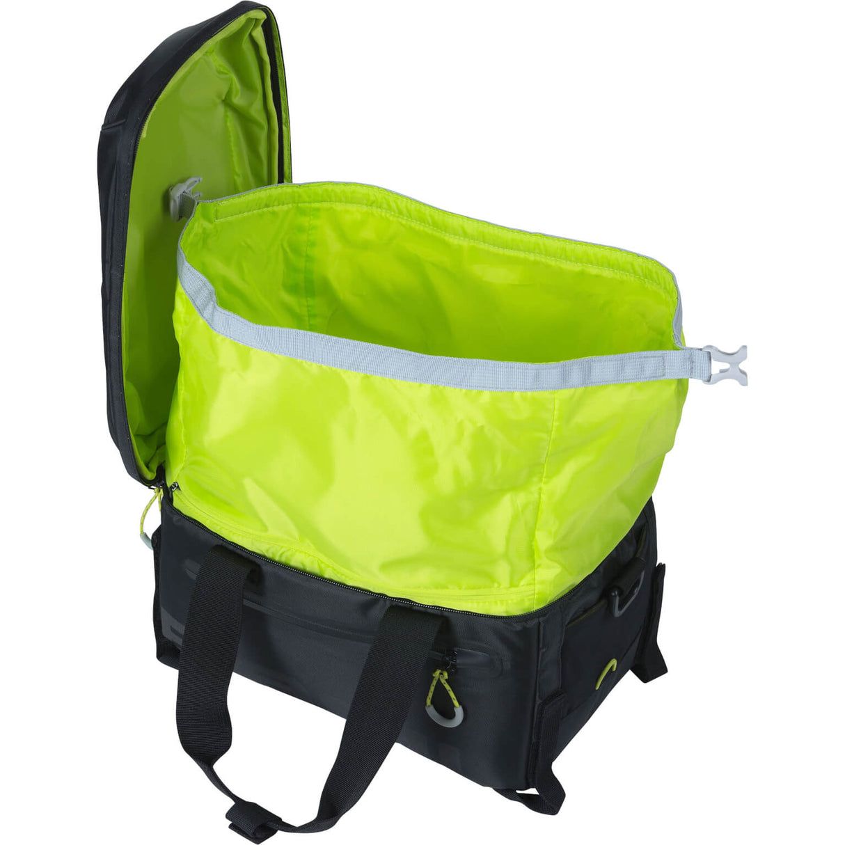 Basil Miles Trunkbag Sportieve zwarte bagagedragertas voor sportievelingen 7L Zwart Lime