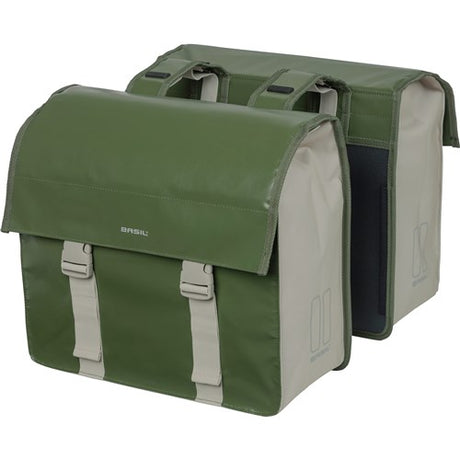 Basil Urban Load dubbele fietstas - waterdicht tarpaulin polyester - groen zand - 48-53L