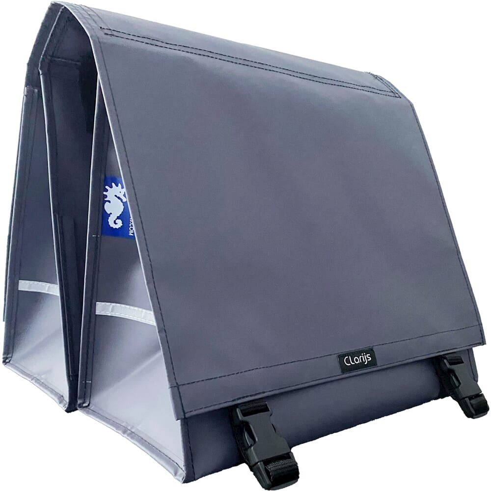 Clarijs fietstas dubbel xl pvc 46l met uitsparing mat grijs