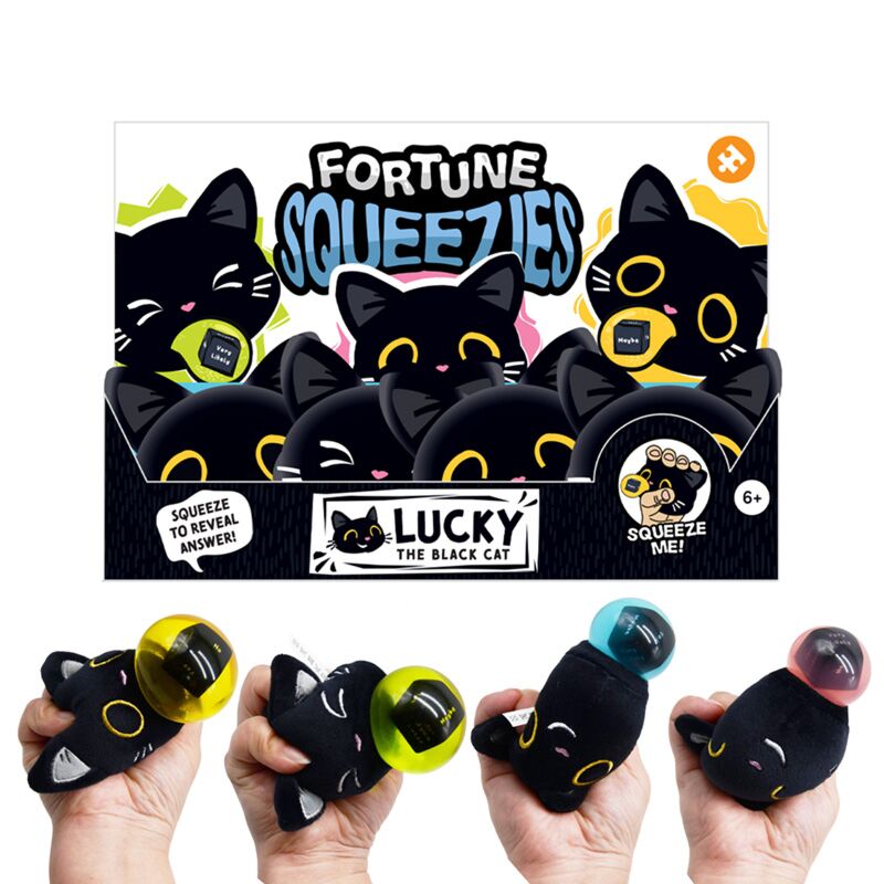 Queasy squeezies magic fortune teller lucky de zwarte kat knijp speelgoed