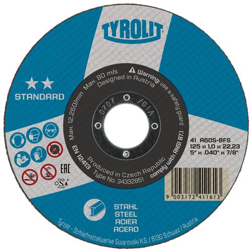 Tyrolit dss 125x1.6mm a46q-bfs standard st rvs | 25 stuks