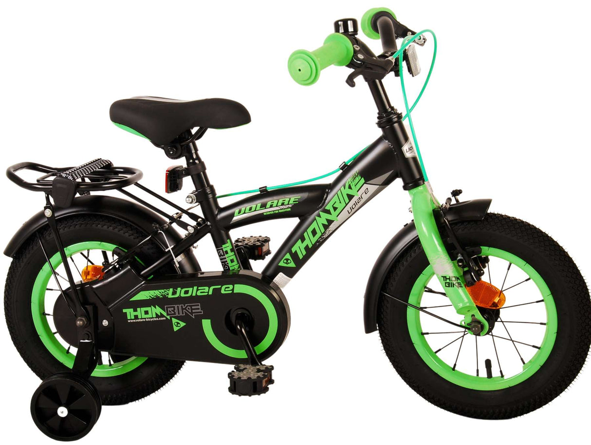 Volare Thombike Kinderfiets Jongens 12 inch Zwart Groen Twee Handremmen