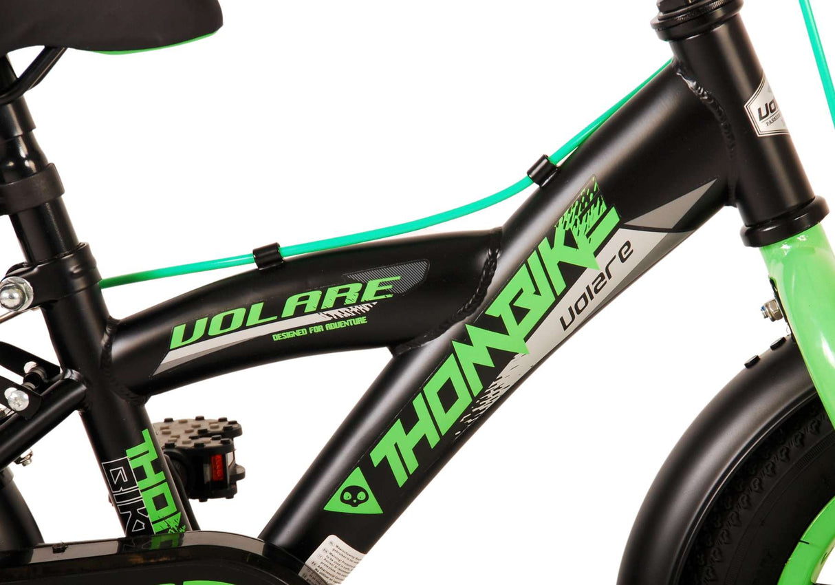 Volare Thombike Kinderfiets Jongens 12 inch Zwart Groen Twee Handremmen
