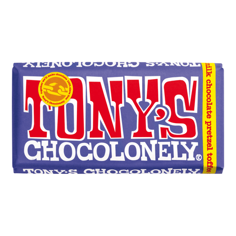 Tony's chocolonely reep donkere melk pretzel toffee (15x 180gr)