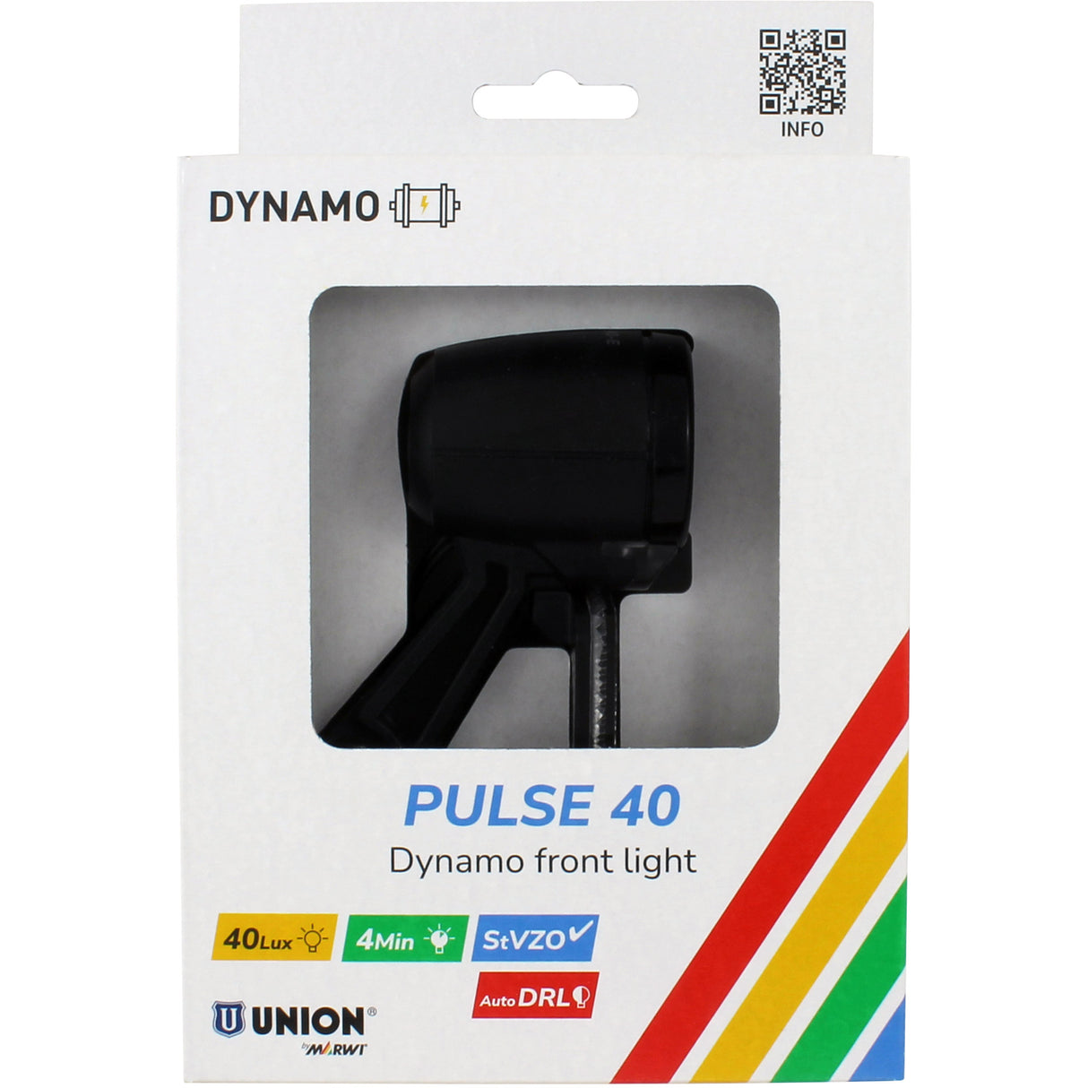 Qibbel union naafdynamo koplamp 40 lux auto pulse 40