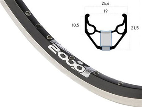 Ryde velg 28 inch 622 zac2000 zwart geslepen zijkant 36 dubbel bus