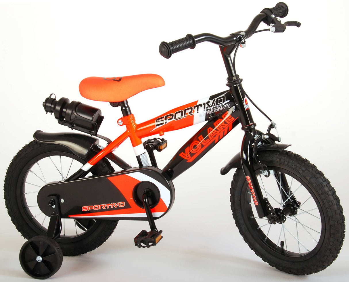 Volare Sportivo Kinderfiets Jongens 14 inch Neon Oranje Zwart 95% afgemonteerd