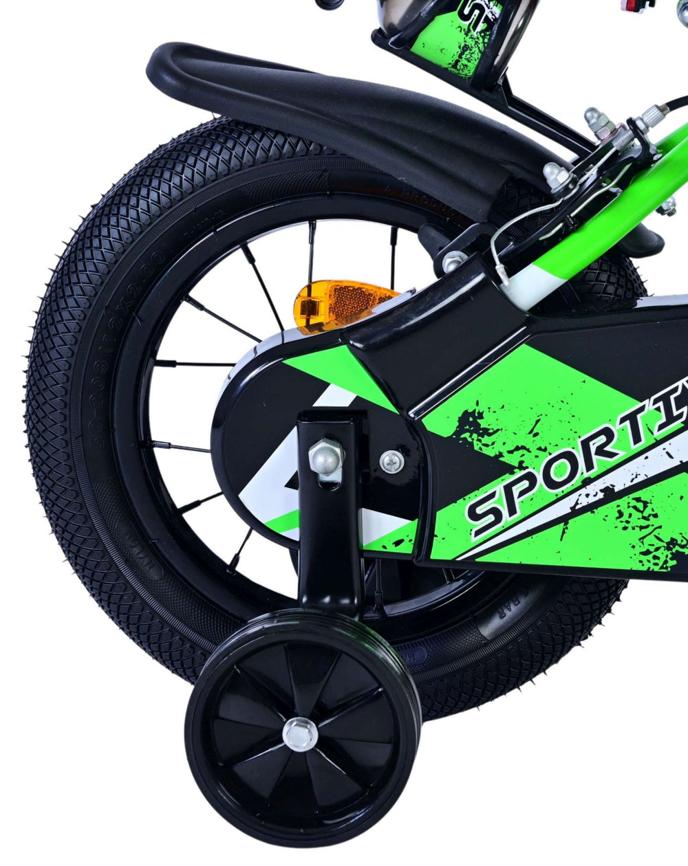 Volare sportivo kinderfiets - jongens - 12 inch - groen zwart - twee handremmen