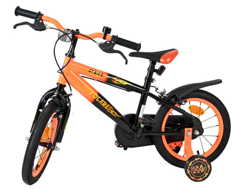 Volare strike kinderfiets - jongens - 14 inch - zwart oranje - twee handremmen