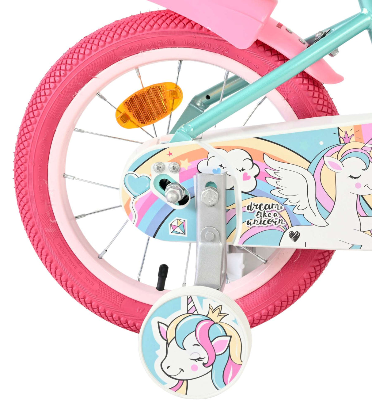 Volare unicorn kinderfiets - meisjes - 14 inch - groen