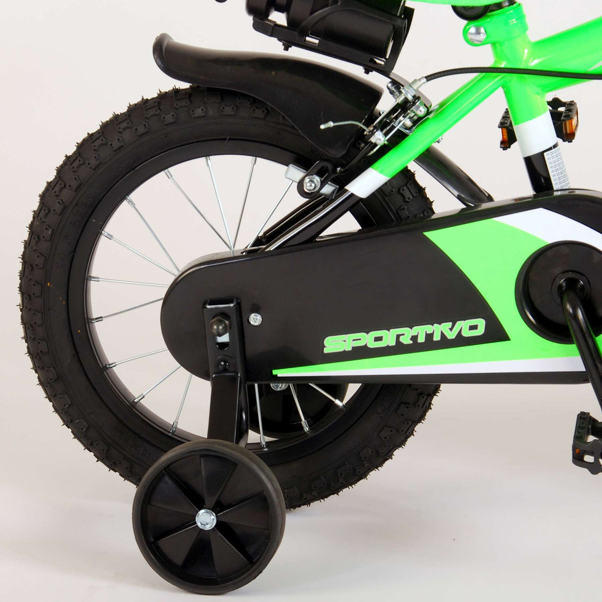 Volare Sportivo Kinderfiets Jongens 14 inch Neon Groen Zwart Twee Handremmen 95% afgemonteerd