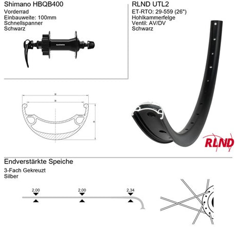 Roland voorwiel 26x1.75 zwart schijfrem 6-gaats rlnd utl2