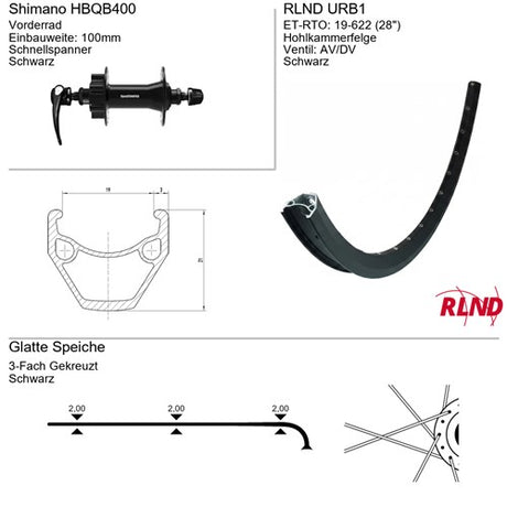 Roland voorwiel 28 inch 21-622 zwart schijfrem 6-gaats rlnd urb1