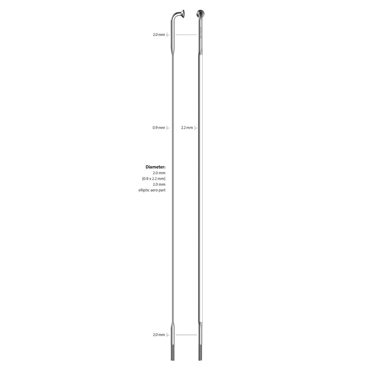 Sapim spaak 14-250 cx-ray plat zilver met nippel (20st)