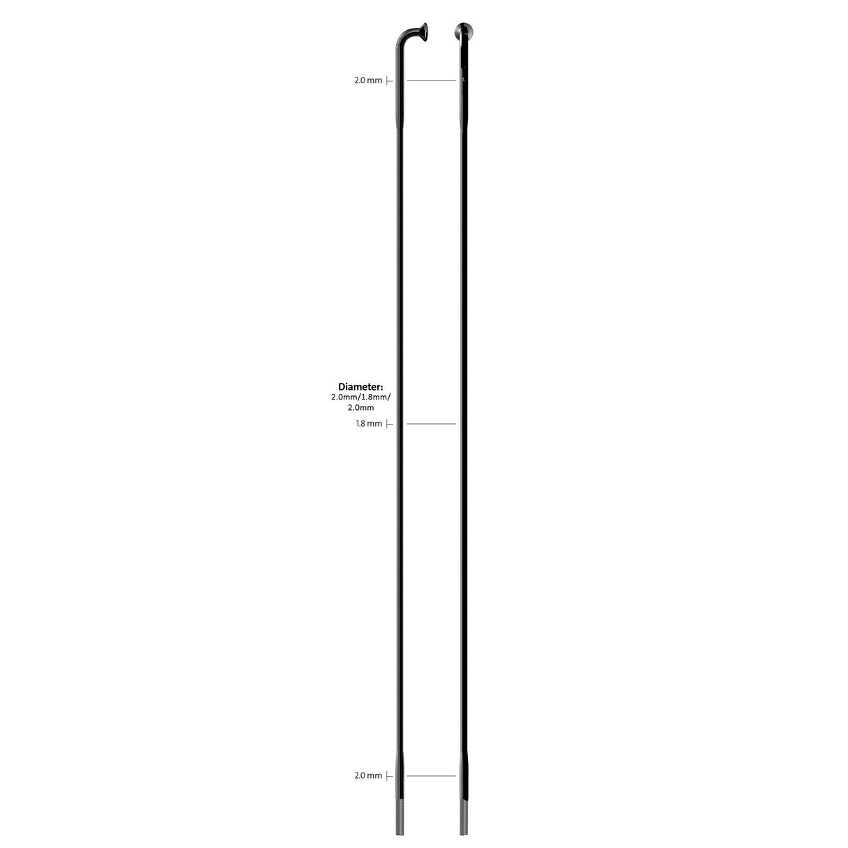 Sapim spaak 14-264l race rvs zwart zonder nippel (100st)