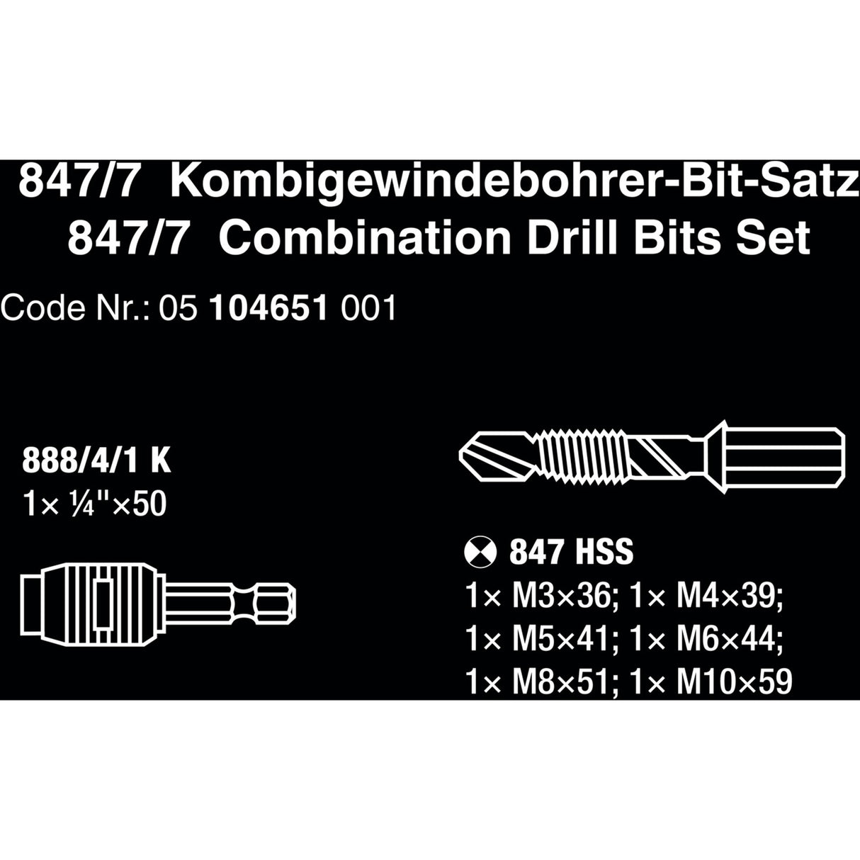 Wera 847 7 Combiboor-bit set, 7‑delig